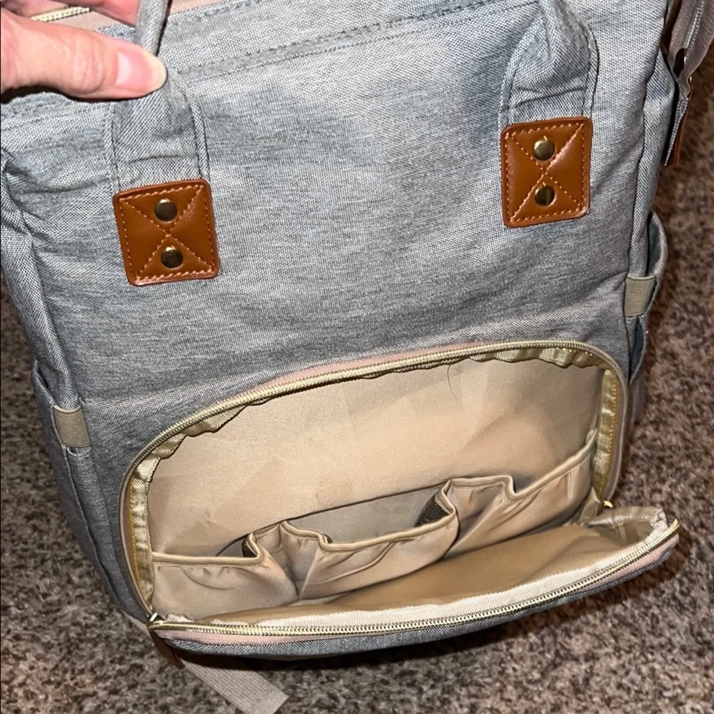 Diaper bag. Backpack. Gray Gender Neutral.